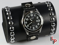Dome Studded Watch Cuff, 4" Wide, With Timepiece