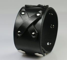 Triple X Leather Wristband with Rivets