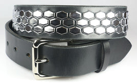Hexagonal Studded Leather Belt