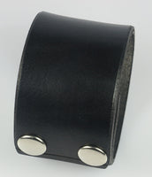 Plain 1 5/8" black leather wristband
