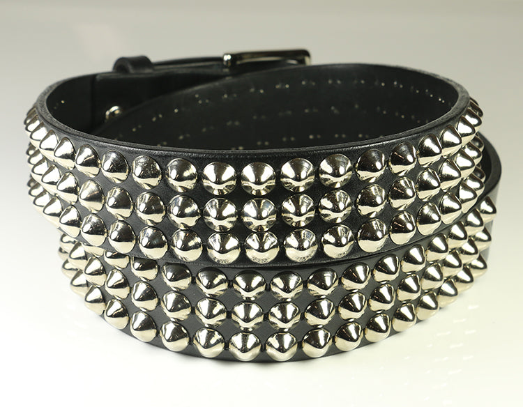 Classic Conical Studded Leather Belt - Three Row| Leatherpunk
