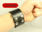 Classic plain black leather wristband