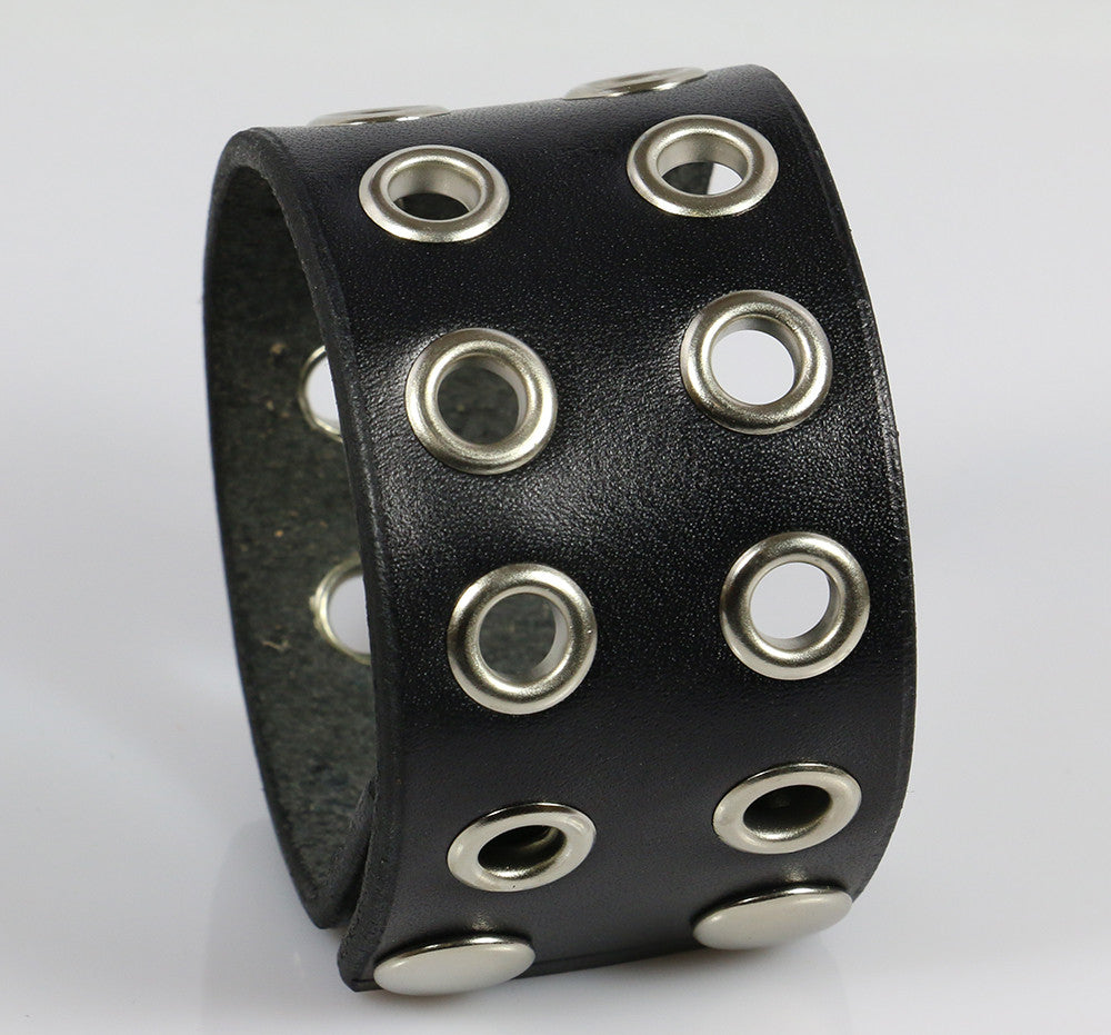 Mua Cool Punk Rock Black Leather Bracelet Wristband Cuff Bangle Women Men  tại Magideal2 | Tiki