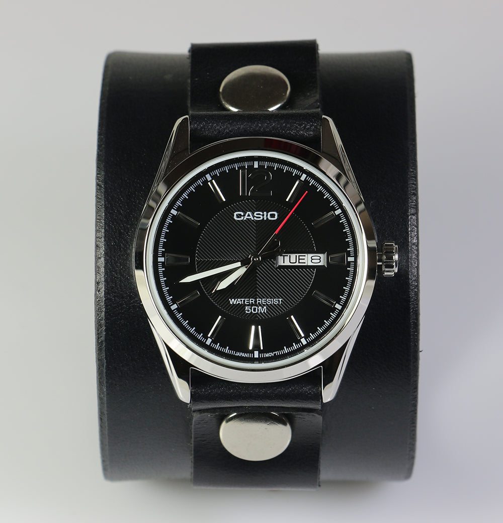 2 Inch Watch Cuff, With Timepiece| Leatherpunk