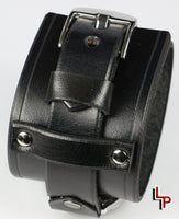 2 Inch Wide Watch Cuff, Black Leather, Casio 1335