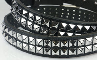 2 row pyramid stud leather belt