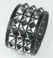 pyramid studded leather cuff