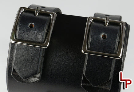 Double buckling leather watch cuff