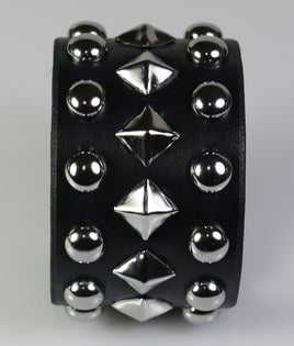 wristband with diagonal pyramids with dome studs