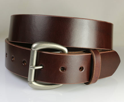 Havana brown plain leather belt
