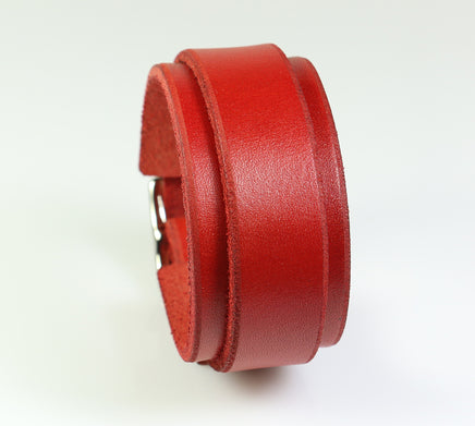 Red Leather Wristband