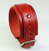 Red Leather Wristband with Buckle