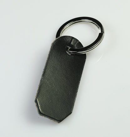 Key Chain With Black Leather Tag