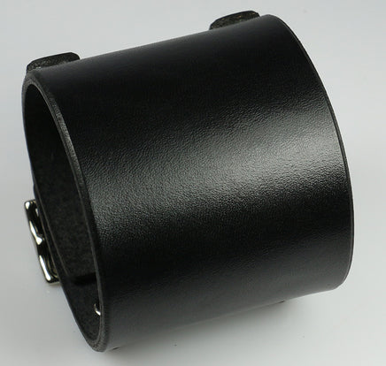Black leather buckling cuff, Plain, 2 3/8" width
