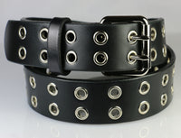 two row eyelet leather belt