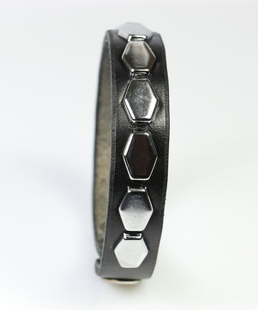 hexagon studded leather bracelet