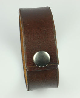 brown leather bracelet with snaps 1 inch