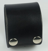 Plain black leather wristband, 2" wide