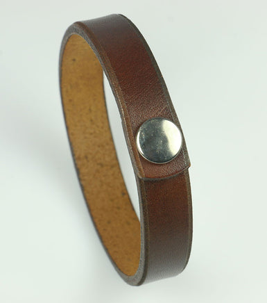 1/2" brown full grain leather bracelet