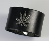 Cannabis Leaf Leather Wristband