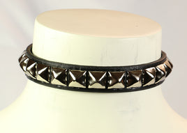 leathe choker with half inch pyramids 