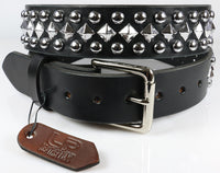 Pyramid and Dome Studded Leather Belt