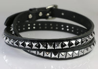 skinny leather belt with pyramids