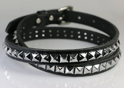 skinny leather belt with pyramids