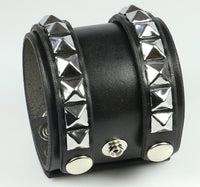 Spiked/Studded Leather Wristband with Interchangeable Strips
