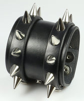 Spiked/Studded Leather Wristband with Interchangeable Strips
