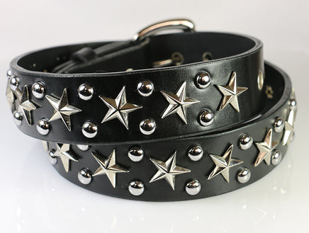 star dome stud black leather belt