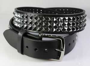 Wide 3 Row Pyramid Studded Belt 1.75 display picture 1